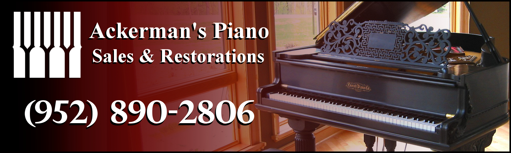 Ackerman's Piano sales and Restorations  Showroom page  952-890-2806
